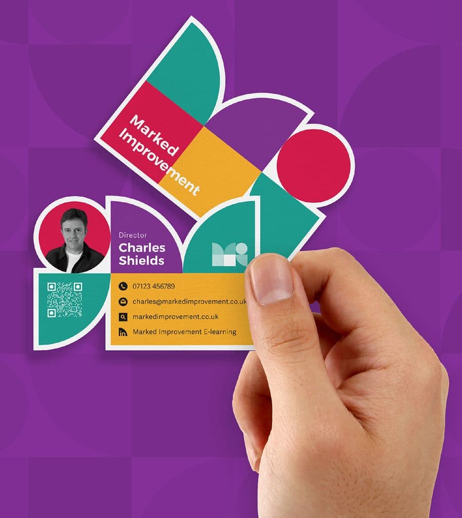 Marked Improvement business card design by On Poynt Creative