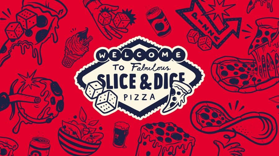 Slice & Dice pizza box branding design, by On Poynt Creative